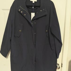 NWT Popsugar Dark Blue Lightweight knee length Women's coat / Jacket size 1X.